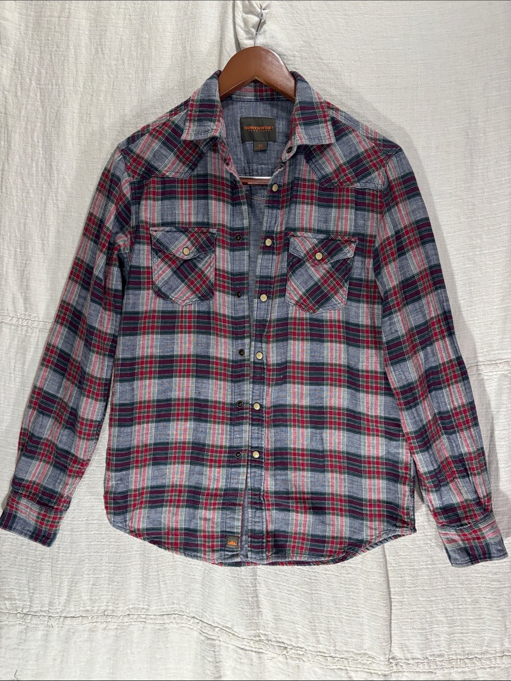 Northwest Territory Mens Plaid Western Pearl Snap Shirt Small 100% Cotton